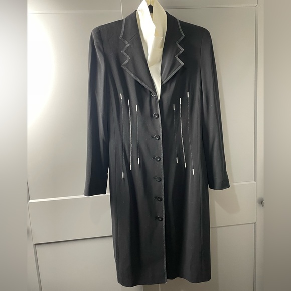 Vintage Escada Margaretha Ley Black and White ' Piano ' Dress Removable Collar - Picture 2 of 9